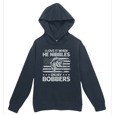 Bass Fishing I Love It When He Nibbles On My Bobber Usa Flag Gift Urban Pullover Hoodie