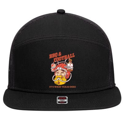Bbq & Football ItS What Texas Does 7 Panel Mesh Trucker Snapback Hat