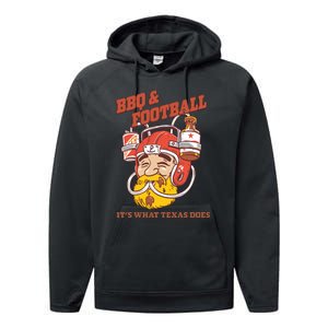 Bbq & Football ItS What Texas Does Performance Fleece Hoodie