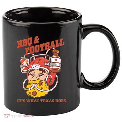Bbq & Football ItS What Texas Does 11oz C Handle Ceramic Mug