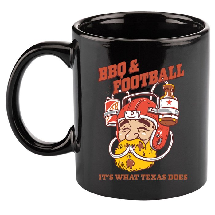 Bbq & Football ItS What Texas Does 11oz C Handle Ceramic Mug