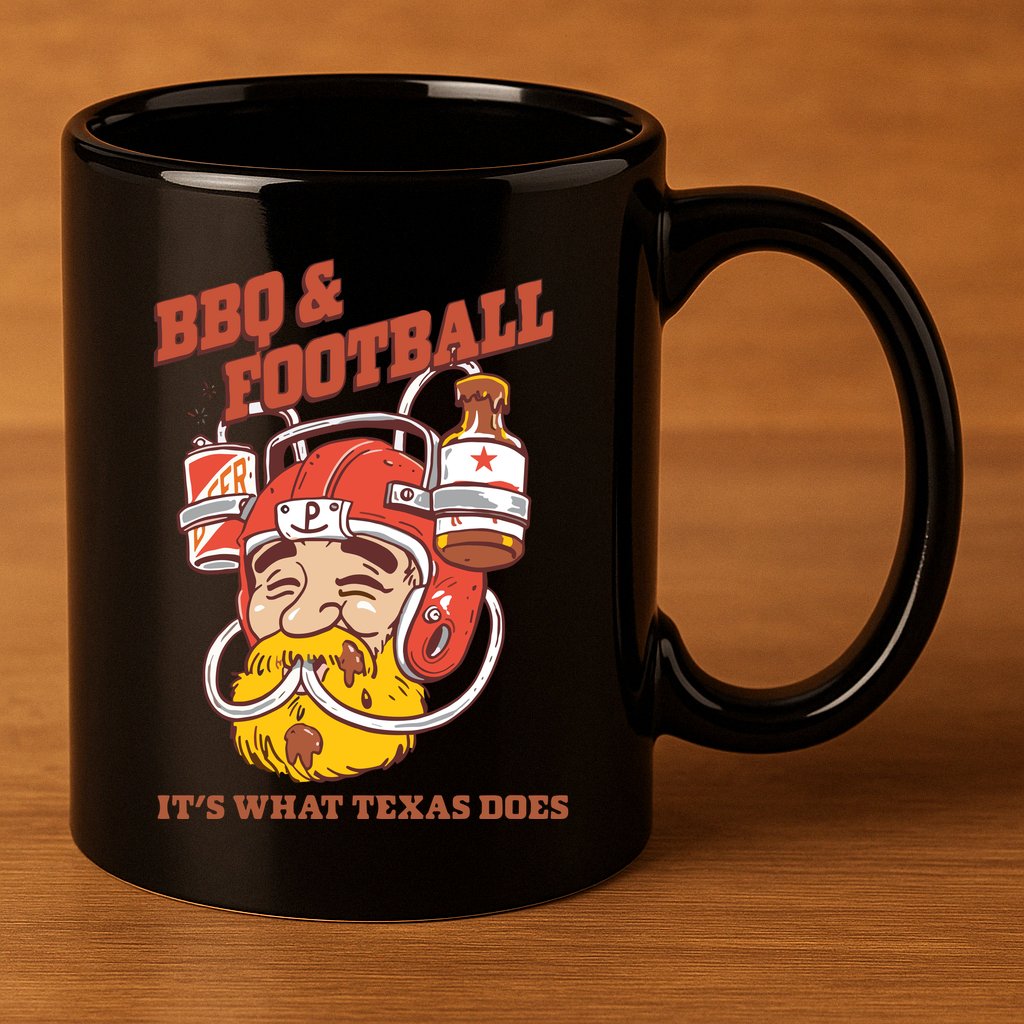 Bbq & Football ItS What Texas Does 11oz C Handle Ceramic Mug