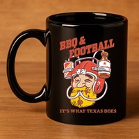 Bbq & Football ItS What Texas Does 11oz C Handle Ceramic Mug