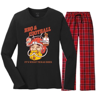 Bbq & Football ItS What Texas Does Women's Long Sleeve Flannel Pajama Set 