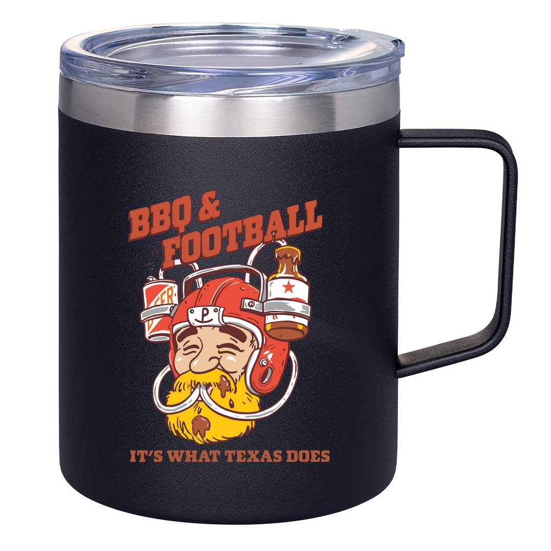 Bbq & Football ItS What Texas Does 12oz Stainless Steel Coffee Mug