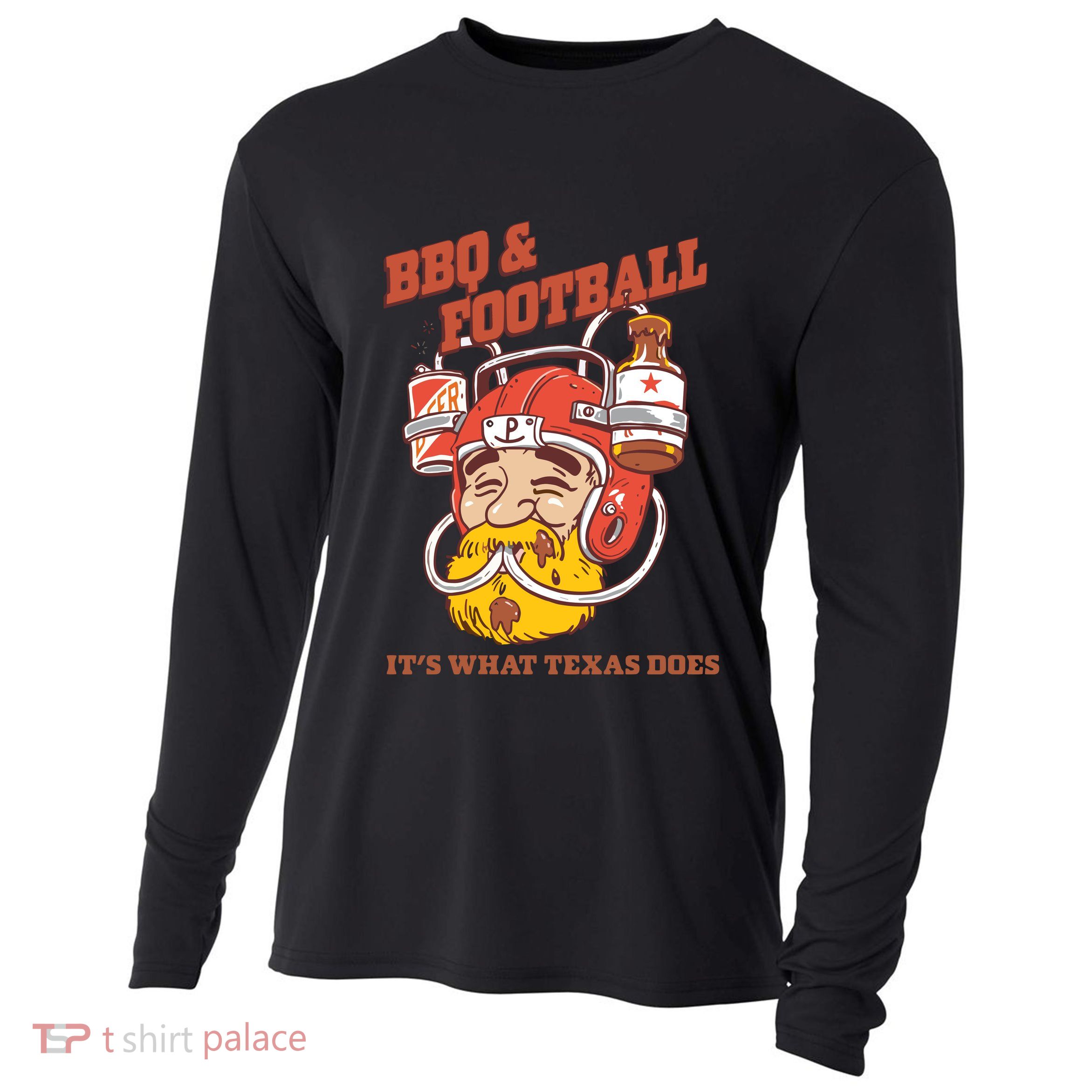 Bbq & Football ItS What Texas Does Cooling Performance Long Sleeve Crew