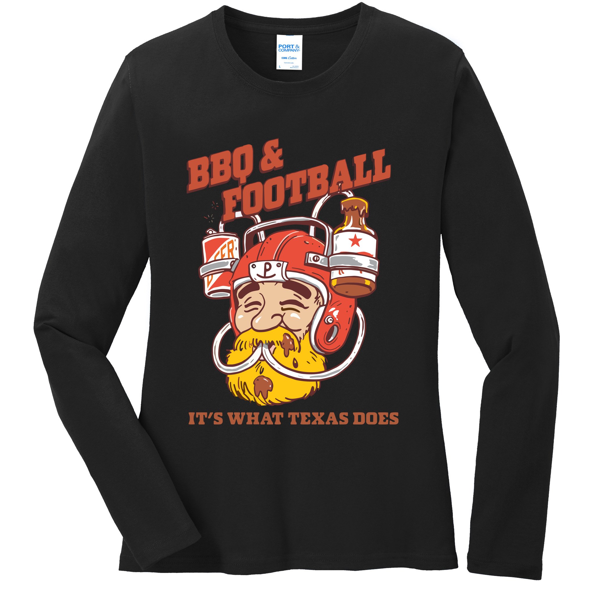 Bbq & Football ItS What Texas Does Ladies Long Sleeve Shirt
