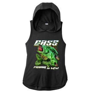 Bass Fishing Is Life Ladies PosiCharge Tri-Blend Wicking Draft Hoodie Tank