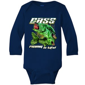 Bass Fishing Is Life Baby Long Sleeve Bodysuit