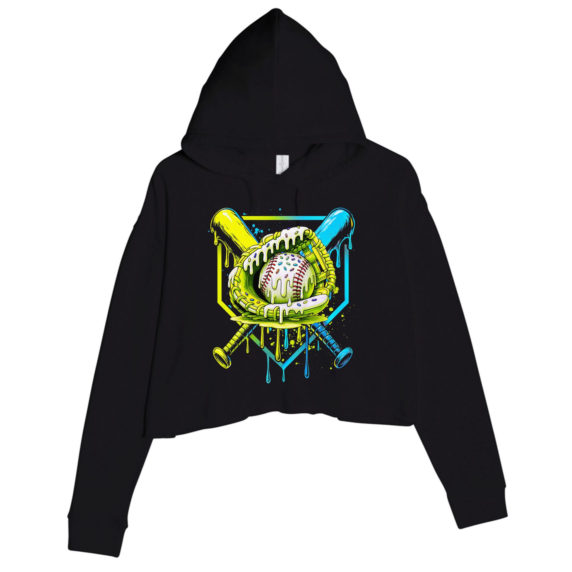 Baseball  For Ice Cream Cute Baseball 2 Gift Crop Fleece Hoodie