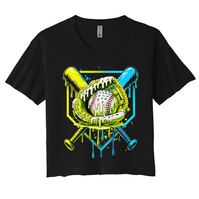 Baseball  For Ice Cream Cute Baseball 2 Gift Crop Top