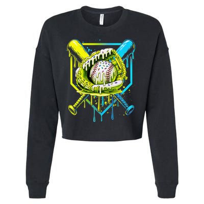 Baseball  For Ice Cream Cute Baseball 2 Gift Cropped Pullover Crew