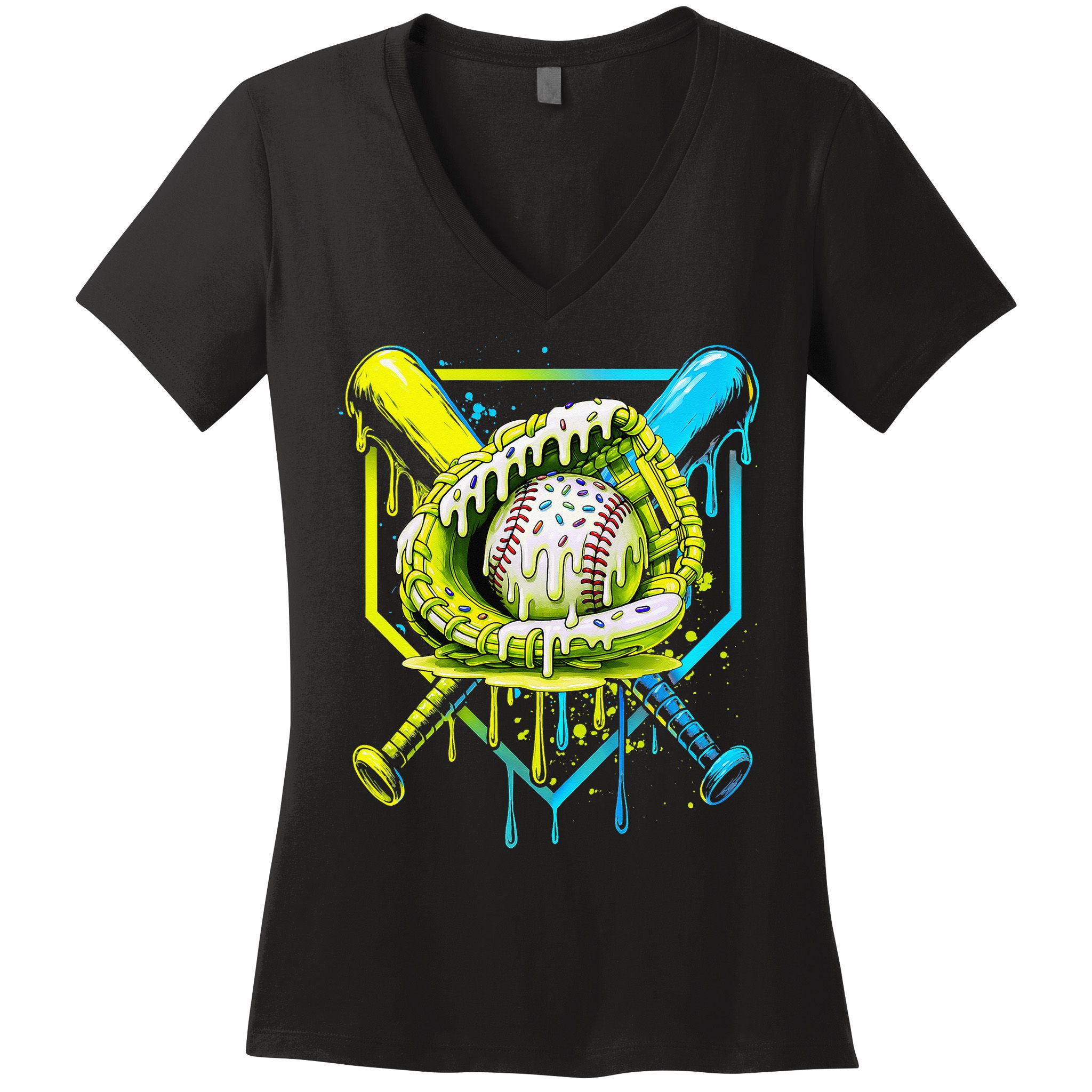 Baseball  For Ice Cream Cute Baseball 2 Gift Women's V-Neck T-Shirt