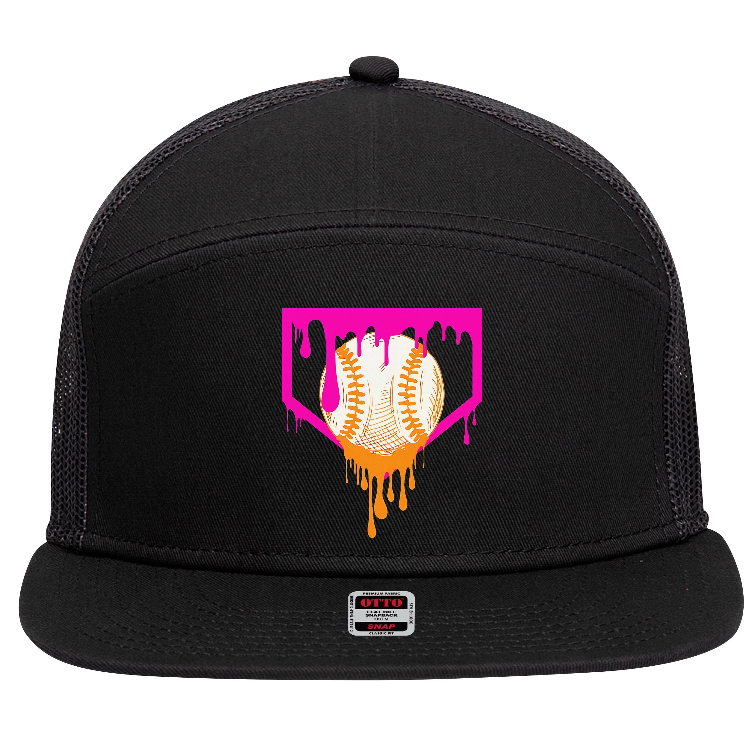 Baseball For Ice Cream Cute Baseball 1 Gift 7 Panel Mesh Trucker Snapback Hat