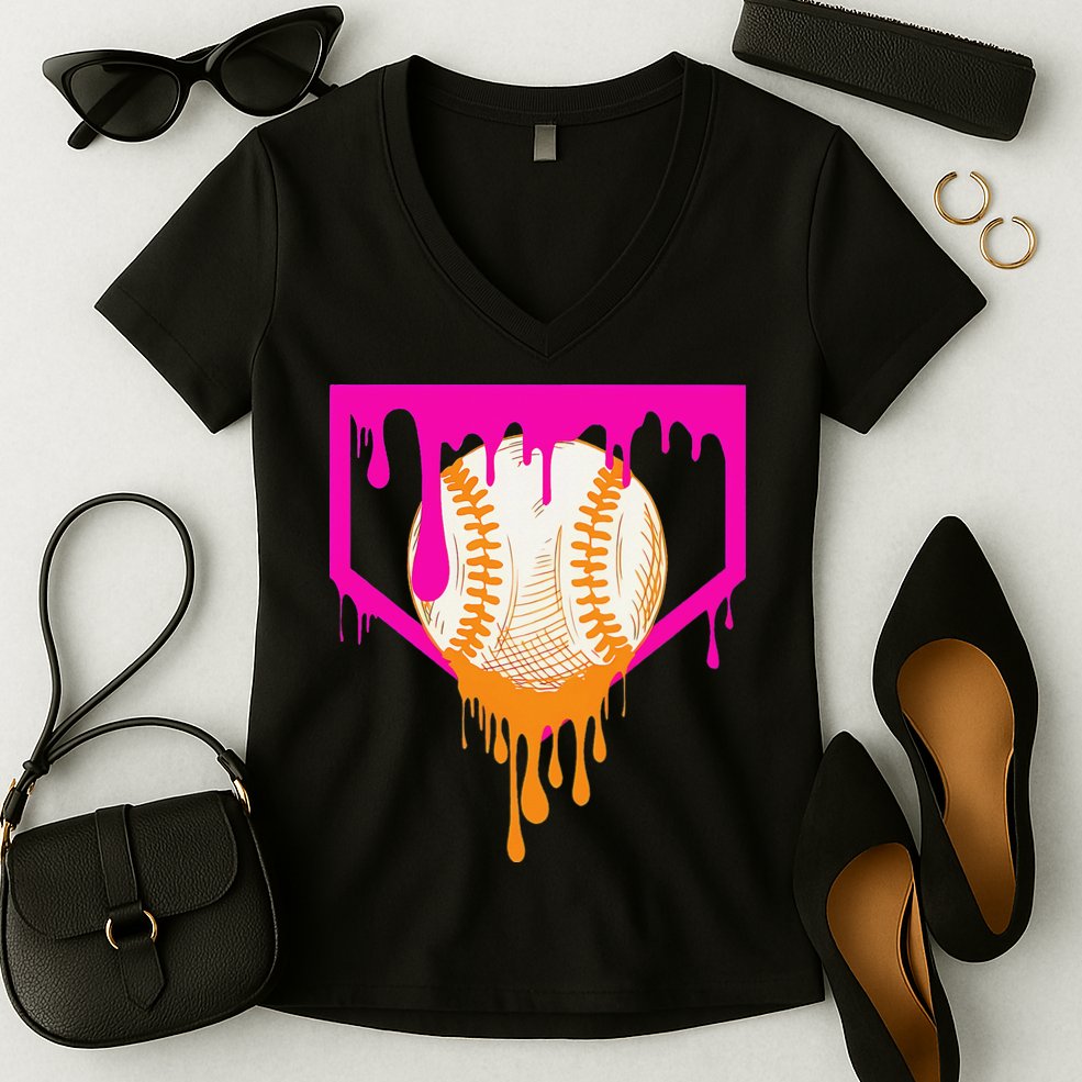 Baseball For Ice Cream Cute Baseball 1 Gift Women's V-Neck T-Shirt