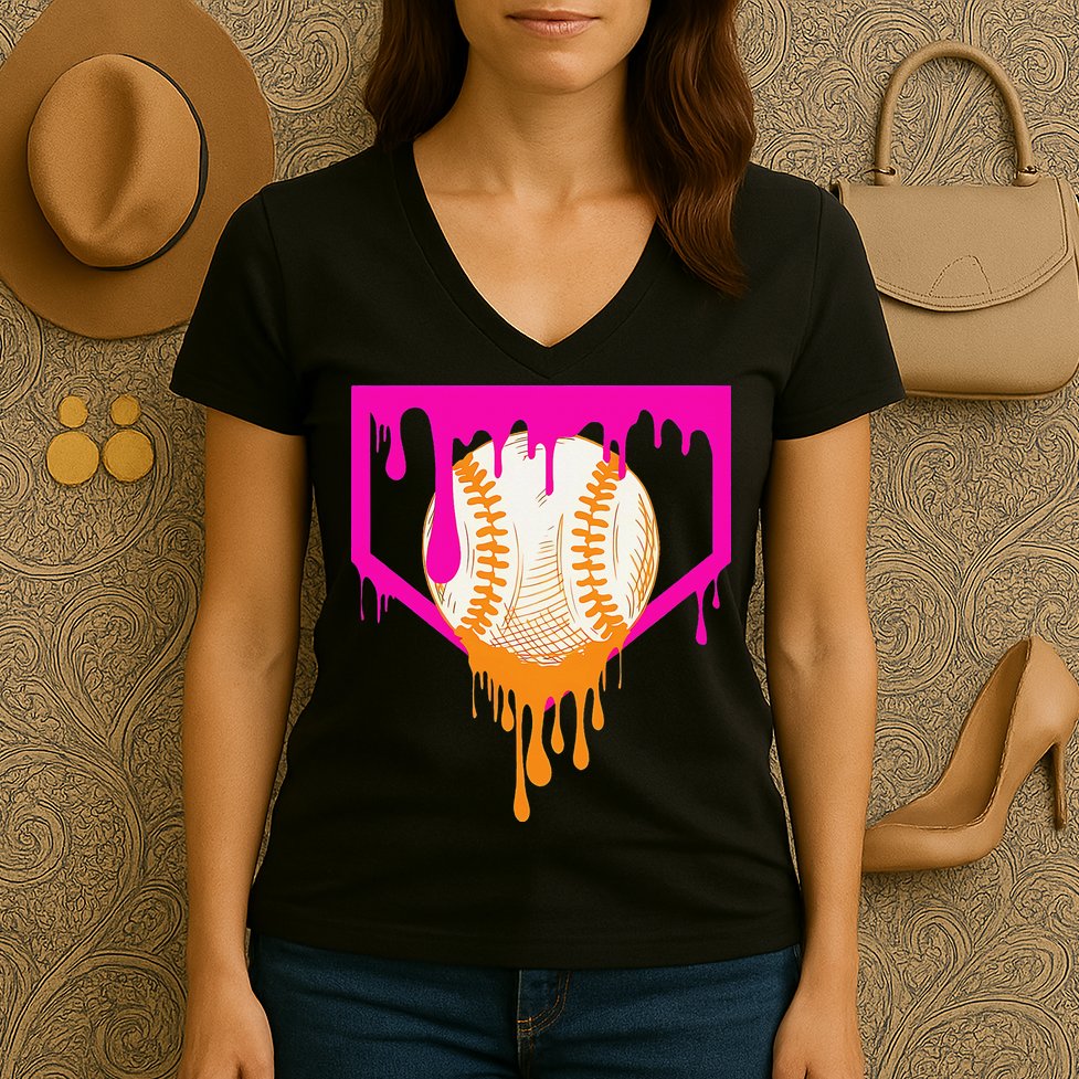 Baseball For Ice Cream Cute Baseball 1 Gift Women's V-Neck T-Shirt