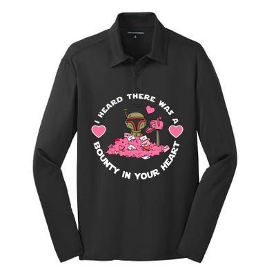 Boba Fett I Heard There Was A Bounty On Your Heart Silk Touch Performance Long Sleeve Polo