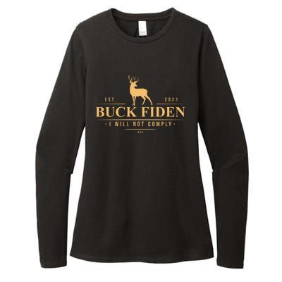 Buck Fiden I Will Not Comply Deer Womens CVC Long Sleeve Shirt