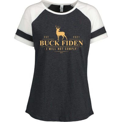 Buck Fiden I Will Not Comply Deer Enza Ladies Jersey Colorblock Tee