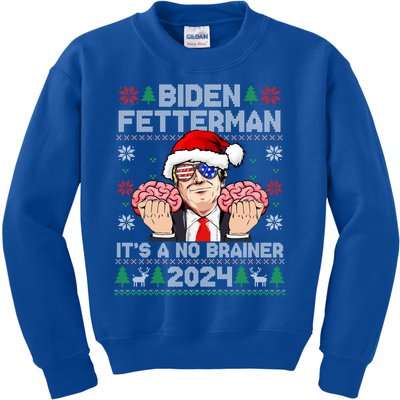 Biden Fetter ItS A No Brainer 2024 Trump Ugly Christmas Great Gift Kids Sweatshirt