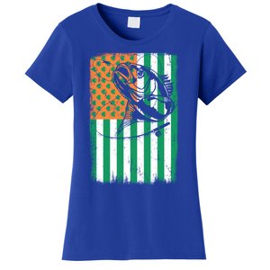 Bass Fishing Irish American Flag St Patrick's Day Fisher Meaningful Gift Women's T-Shirt