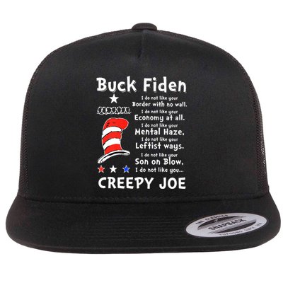 Buck Fiden I Do Not Like Your Border With No Wall Us Flag Flat Bill Trucker Hat