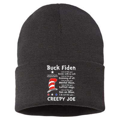 Buck Fiden I Do Not Like Your Border With No Wall Us Flag Sustainable Knit Beanie