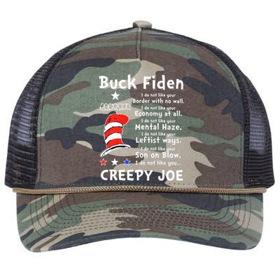 Buck Fiden I Do Not Like Your Border With No Wall Us Flag Retro Rope Trucker Hat Cap