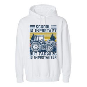 But Farming Is Importanter Farmer Tractor Funny Farm Garment-Dyed Fleece Hoodie