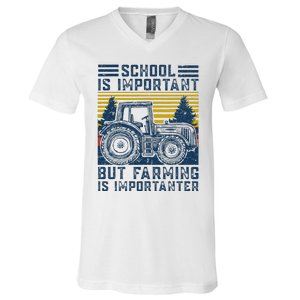 But Farming Is Importanter Farmer Tractor Funny Farm V-Neck T-Shirt