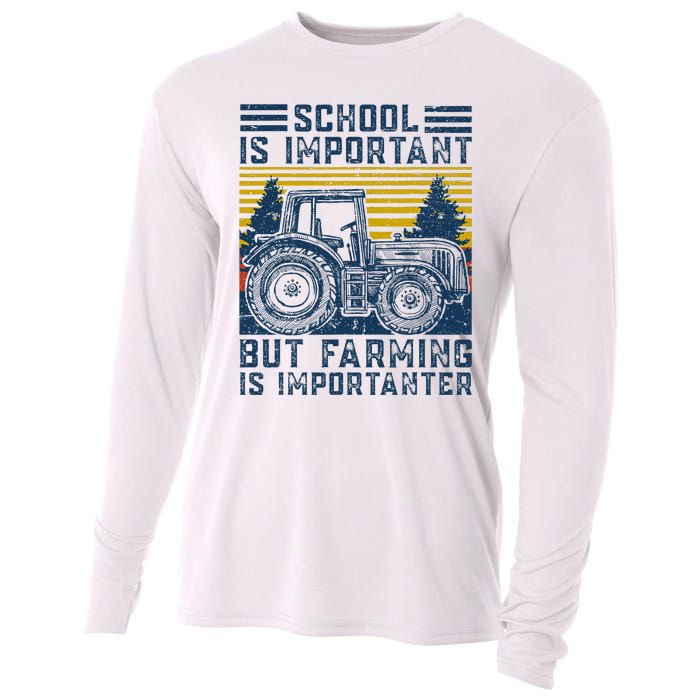 But Farming Is Importanter Farmer Tractor Funny Farm Cooling Performance Long Sleeve Crew