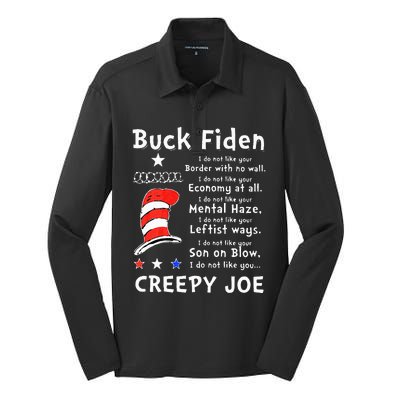 Buck Fiden I Do Not Like Your Border With No Wall US Flag Silk Touch Performance Long Sleeve Polo