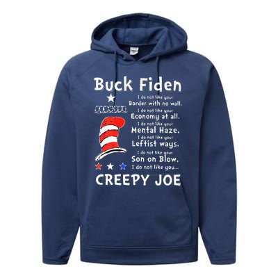 Buck Fiden I Do Not Like Your Border With No Wall US Flag Performance Fleece Hoodie