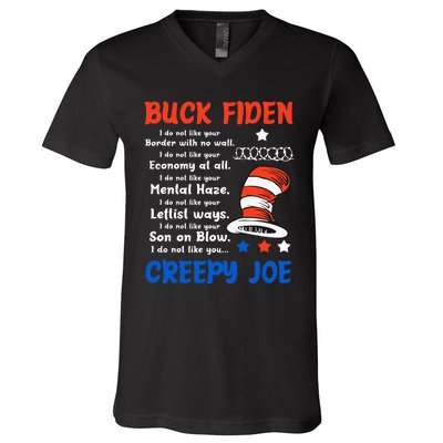 Buck Fiden I Do Not Like Your Border With No Wall Us Flag V-Neck T-Shirt