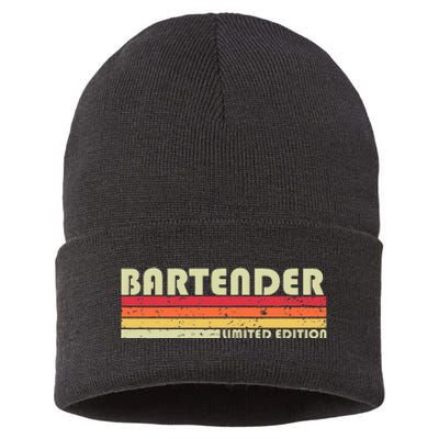 BARTENDER Funny Job Title Profession Birthday Worker Idea Sustainable Knit Beanie