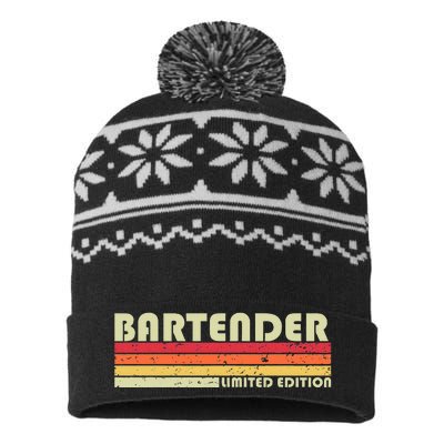 BARTENDER Funny Job Title Profession Birthday Worker Idea USA-Made Snowflake Beanie