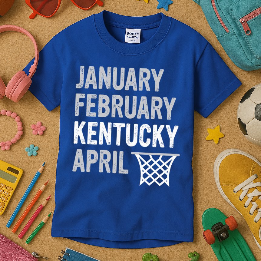 Basketball Fan  January February Kentucky April  Kids T-Shirt