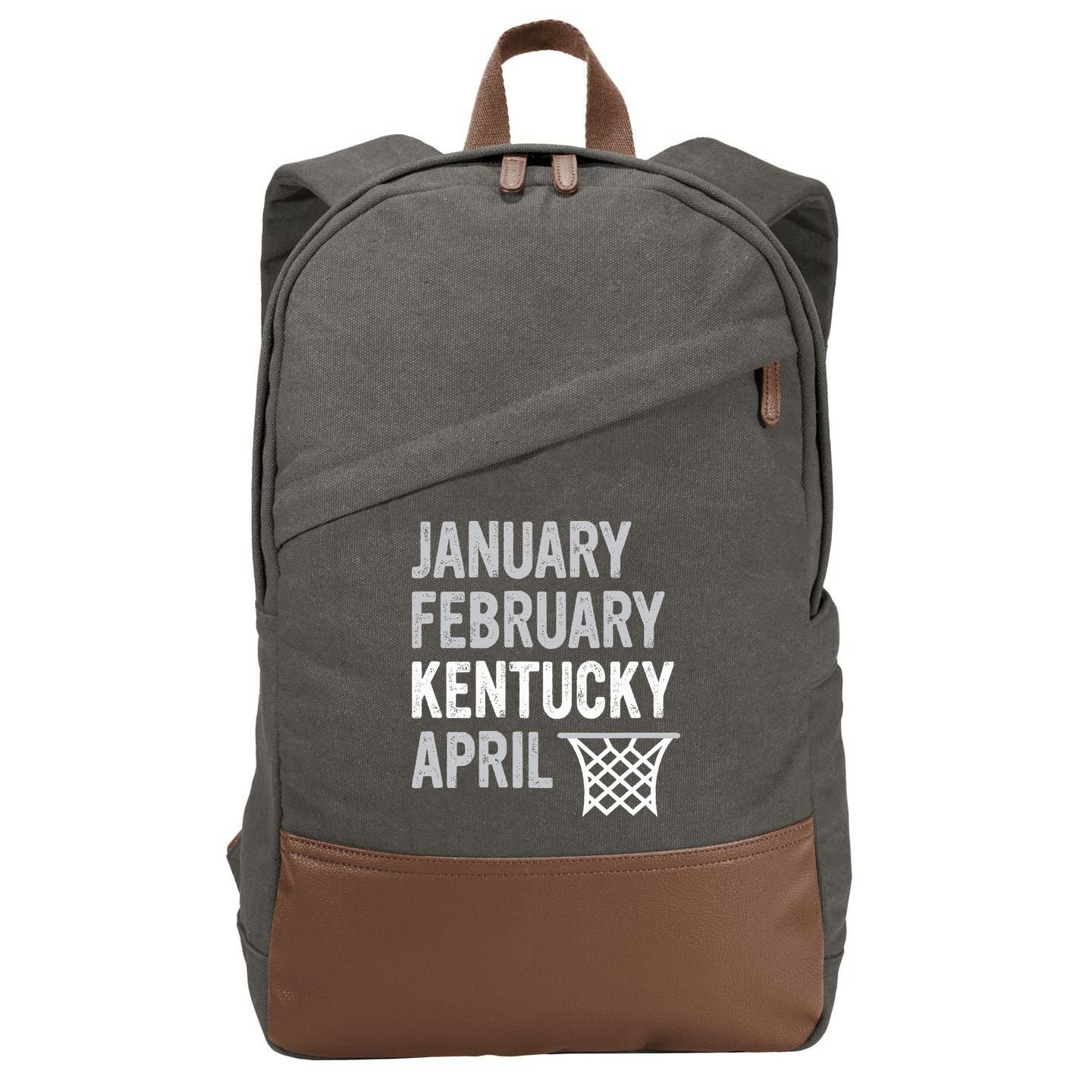 Basketball Fan  January February Kentucky April  Cotton Canvas Backpack