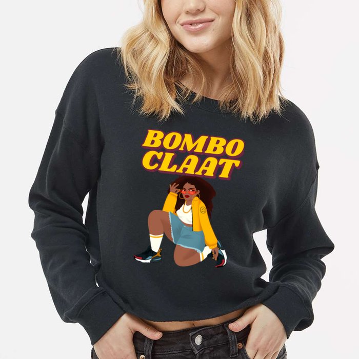 Bomboclaat Funny Jamaican Tiktok Twitter Trending Meme Cropped Pullover Crew