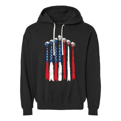 Beer Fighter Jet American Flag Usa 4th Of July Drinking Beer Garment-Dyed Fleece Hoodie
