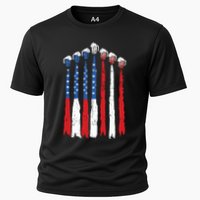 Beer Fighter Jet American Flag Usa 4th Of July Drinking Beer Cooling Performance Crew T-Shirt