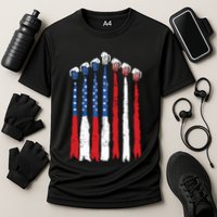 Beer Fighter Jet American Flag Usa 4th Of July Drinking Beer Cooling Performance Crew T-Shirt