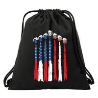 Beer Fighter Jet American Flag Usa 4th Of July Drinking Beer Drawstring Bag