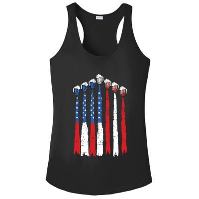 Beer Fighter Jet American Flag Usa 4th Of July Drinking Beer Ladies PosiCharge Competitor Racerback Tank