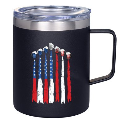 Beer Fighter Jet American Flag Usa 4th Of July Drinking Beer 12oz Stainless Steel Coffee Mug