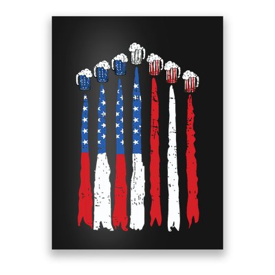 Beer Fighter Jet American Flag Usa 4th Of July Drinking Beer Poster