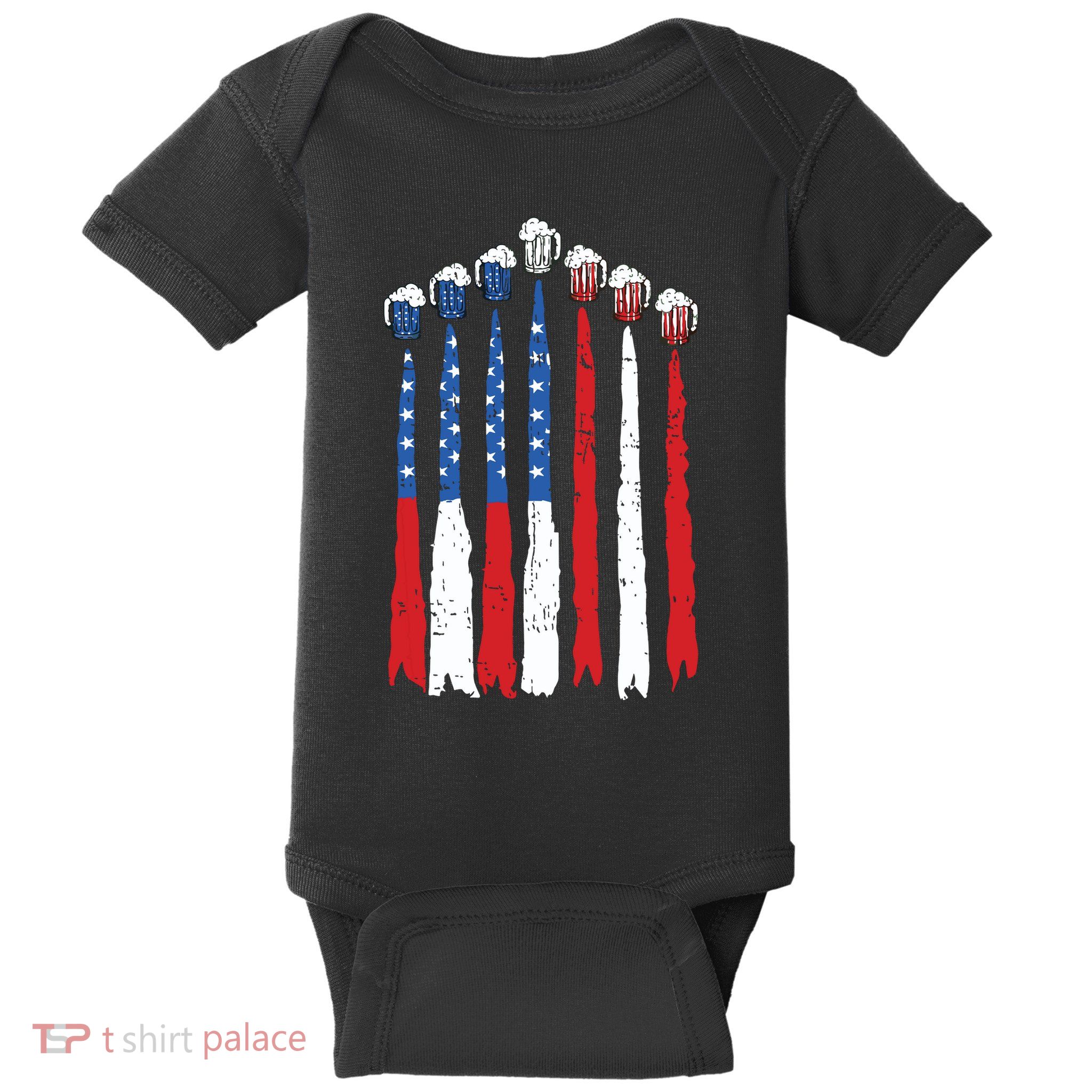 Beer Fighter Jet American Flag Usa 4th Of July Drinking Beer Baby Bodysuit