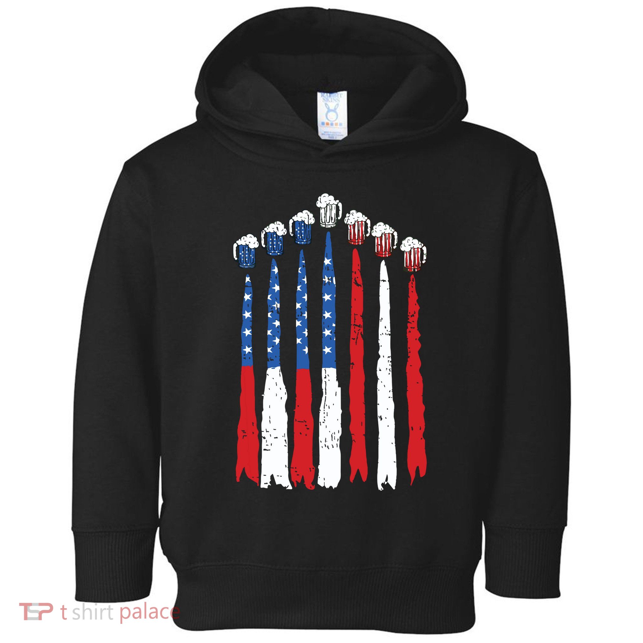 Beer Fighter Jet American Flag Usa 4th Of July Drinking Beer Toddler Hoodie