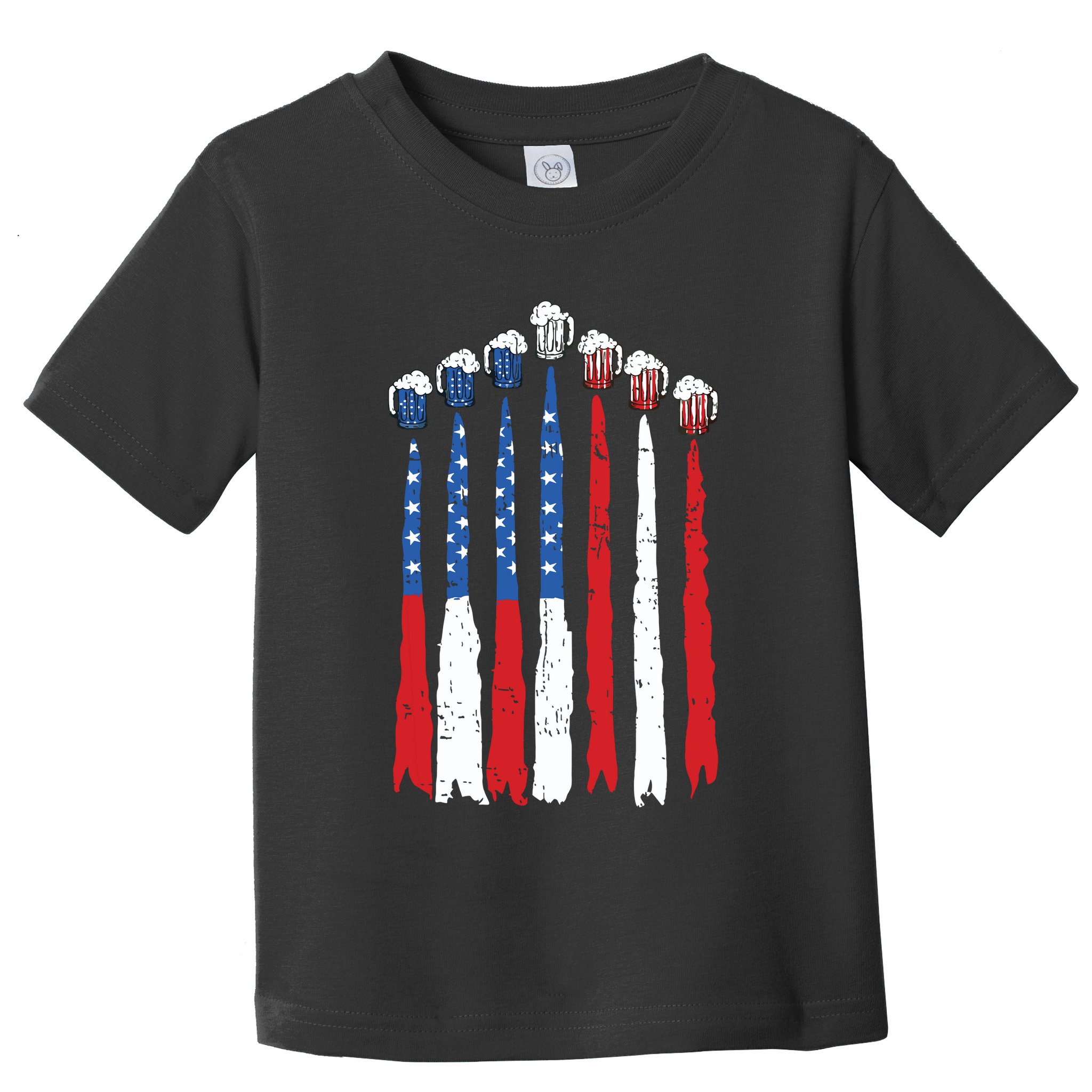Beer Fighter Jet American Flag Usa 4th Of July Drinking Beer Toddler T-Shirt