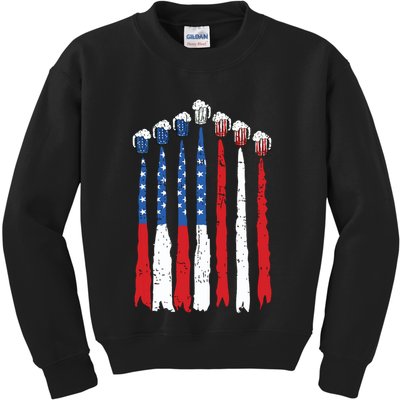 Beer Fighter Jet American Flag Usa 4th Of July Drinking Beer Kids Sweatshirt